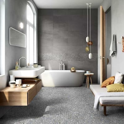 Recycled Cenote Pebble 13x13 Matte Glass Mosaic Tile - Floor, Wall & Backsplash