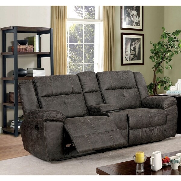 Furniture of America Feodosiya Brown Reclining Loveseat with Center Console. Opens flyout.