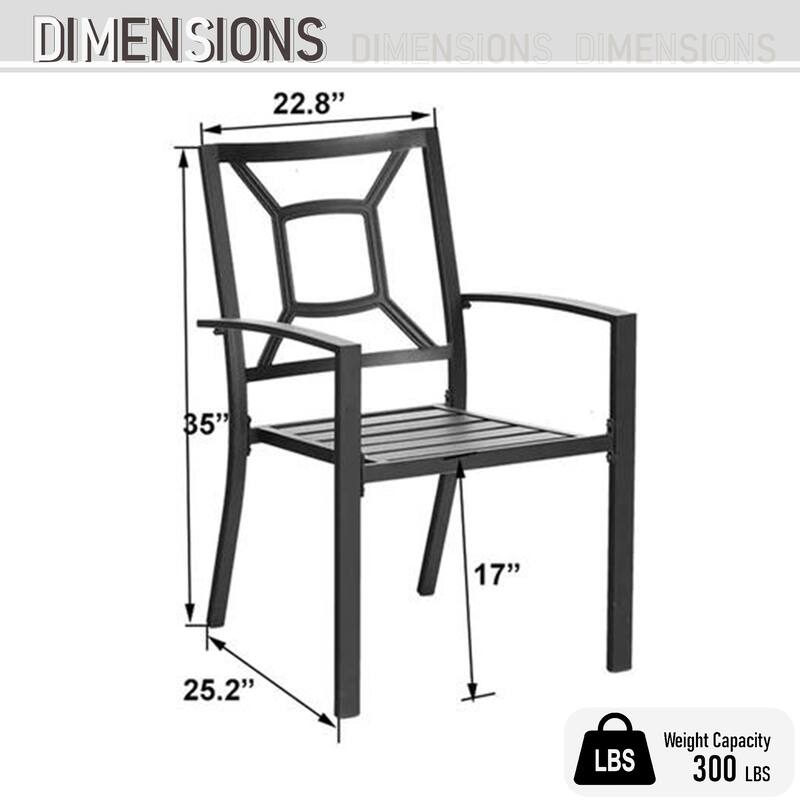 Patio E-coated Weather-resistant Stackable Dining Armchairs (Set of 2)