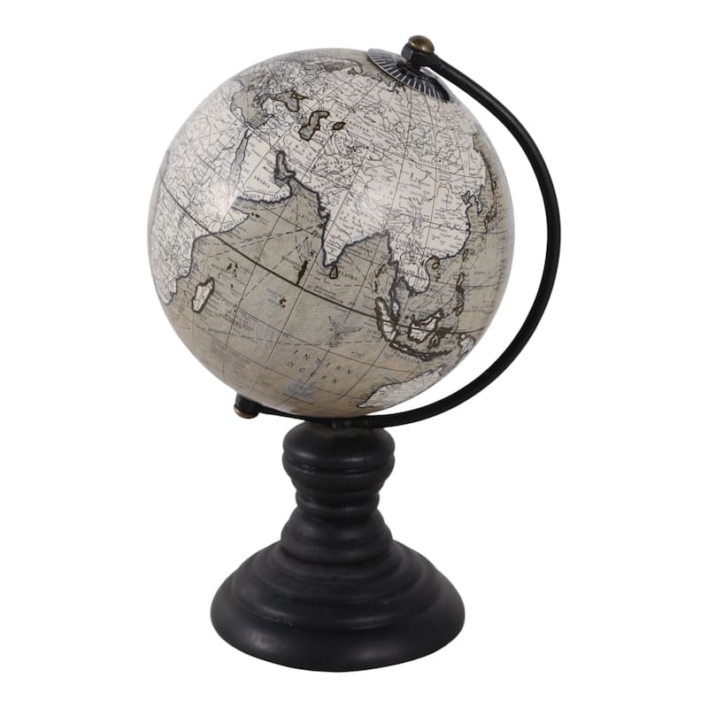Wood Globe Classic Desk on Stand World Map Design - 7" Green/Black - 7.0"