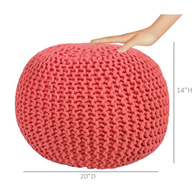 AANNY Designs Lychee Knitted Cotton Round Pouf Ottoman