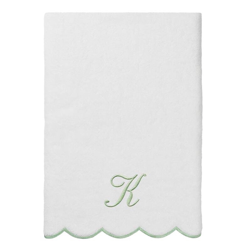 Authentic Hotel and Spa 100% Turkish Cotton Green ADORNIA Scallop Personalized 3 Piece Towel Set - 3 Piece Set