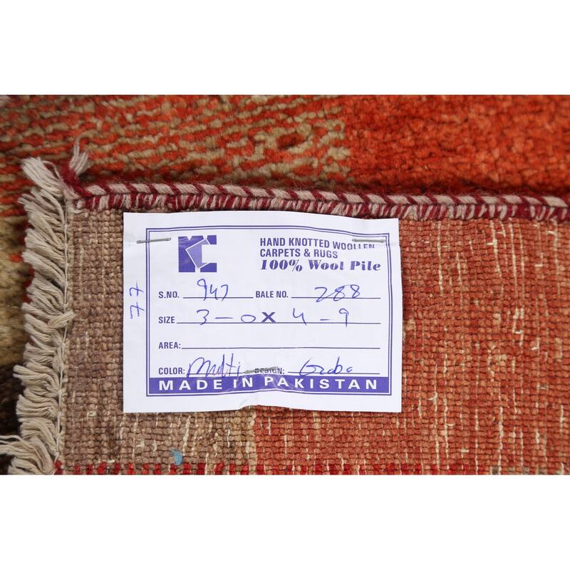 Modern Gabbeh Kashkoli Oriental Area Rug Wool Hand-knotted Carpet - 3'0" x 4'7"