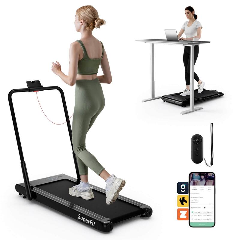 Superfit 3-in-1 Folding Treadmill with Smart Apps Remote Control LED - See Details - Black