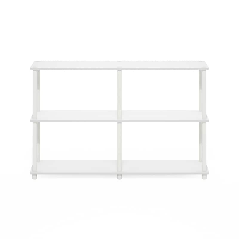 Furinno Turn-N-Tube 3-Tier Double Size Storage Display Rack, White/White
