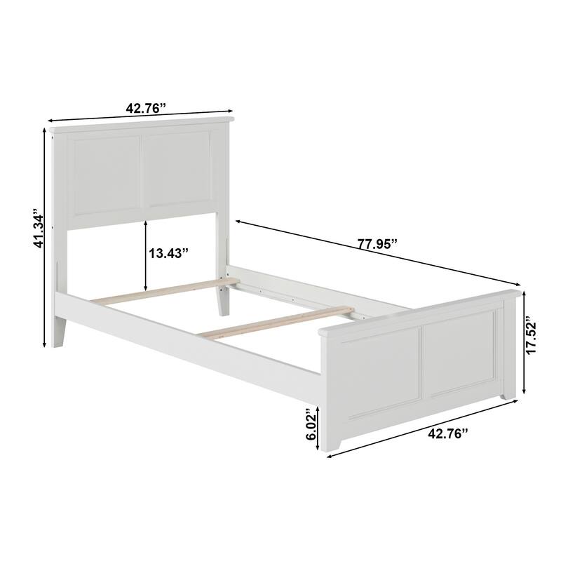 Madison Twin Foundation Bed with Matching Footboard in White