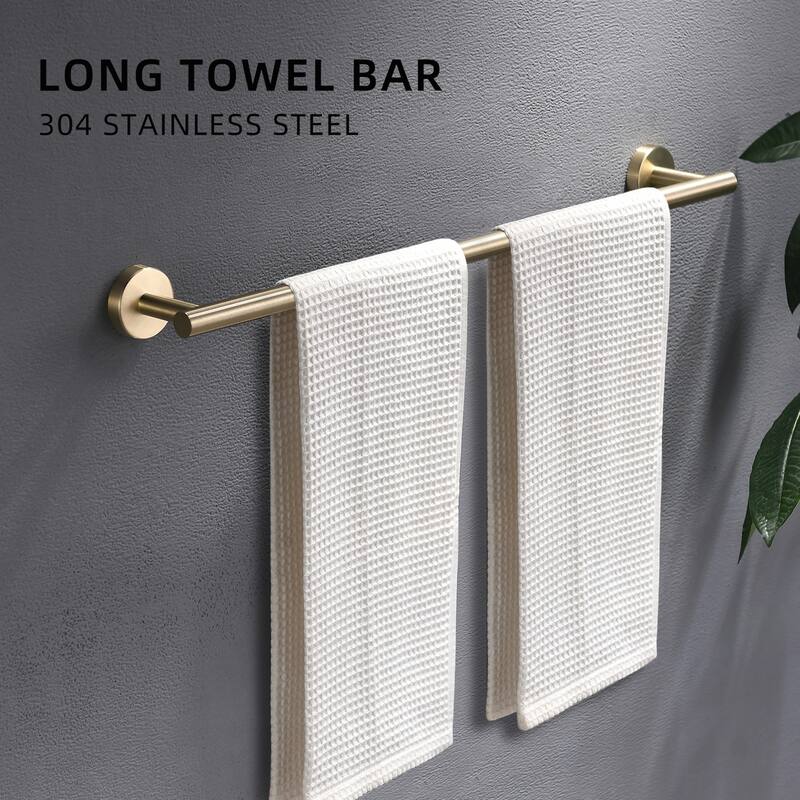 8-Pieces Brushed Nickel Gold Bathroom Accessories Set