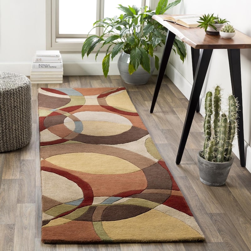 Livabliss Forum Mid-Century Geometric Hand Tufted Area Rug - Brunette/Amber - 3' x 12'