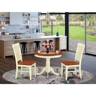 Kitchen Table Set 3 Piece - Dining Table with 2 Chairs - Buttermilk & Cherry Finish - Eclectic Design