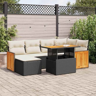 vidaXL Garden Sofa Set Black and White - 90.9 x 47.6 x 33.5