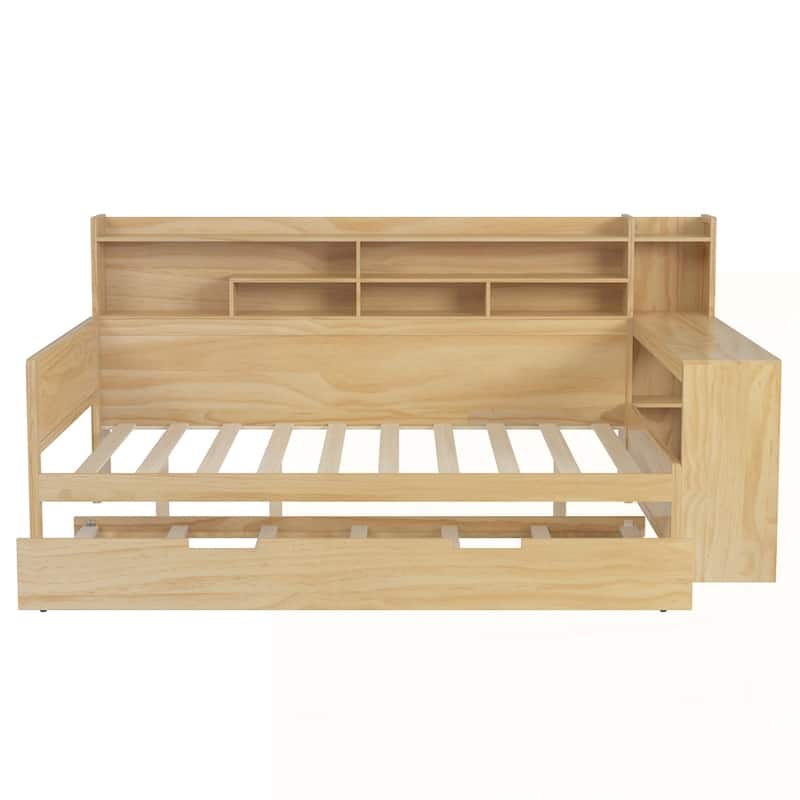 Wooden Daybed with Storage Shelves