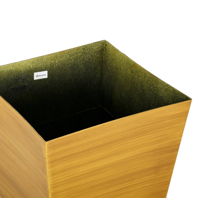 Outsunny 28" Tall Outdoor Planters, Set of 3 Large Taper Planters with Drainage Holes and Plug