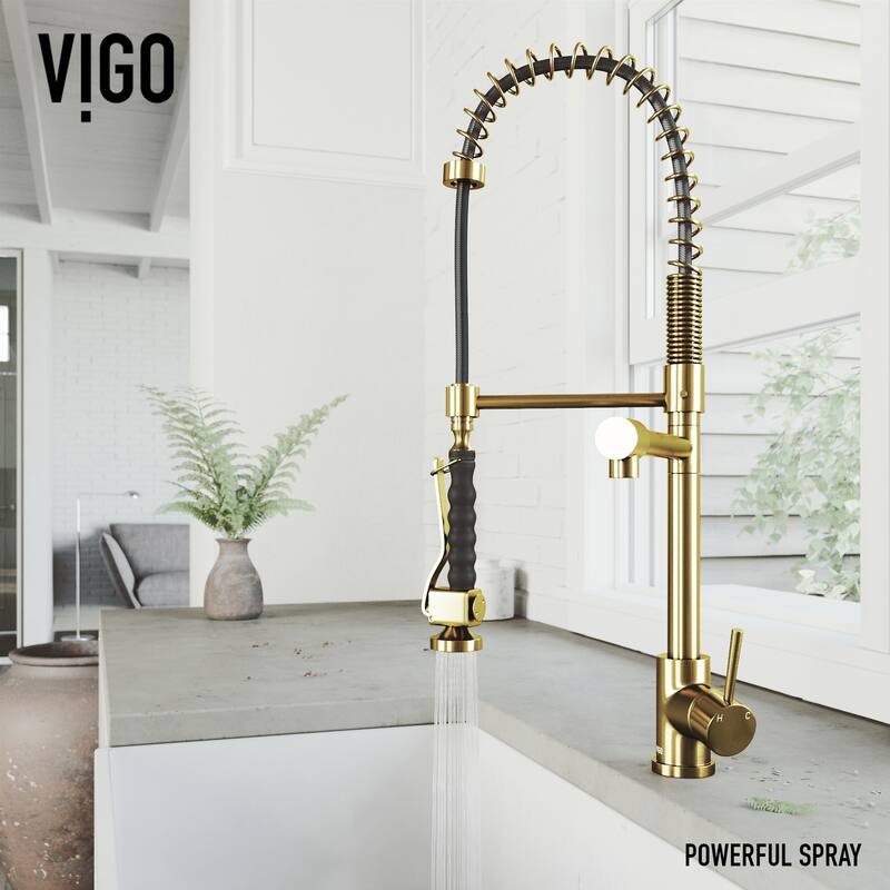 VIGO Zurich 27" H Single Handle Pull-Down Sprayer Kitchen Faucet