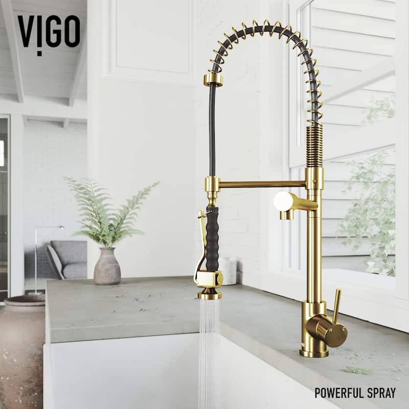 VIGO Zurich 27" H Single Handle Pull-Down Sprayer Kitchen Faucet