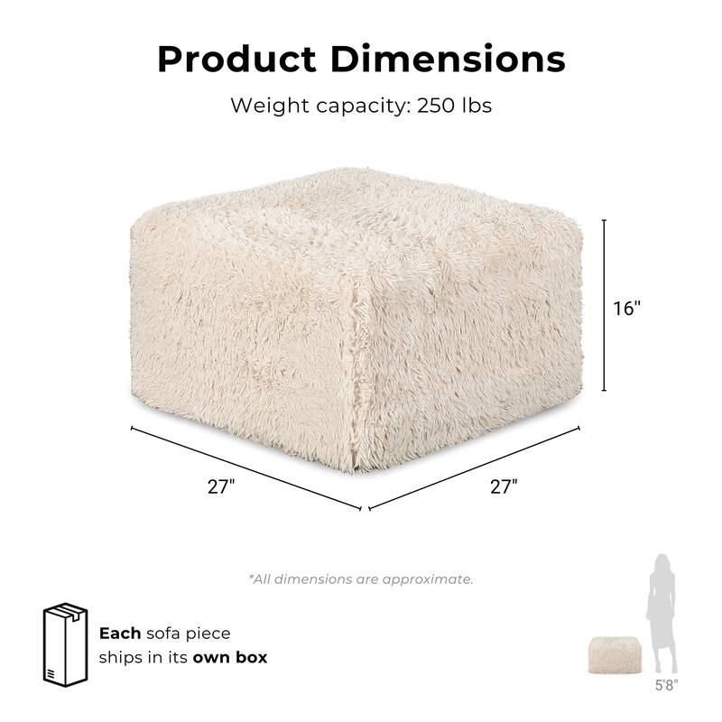 Furniture of America Ylena Modern Faux Fur Foam Modular Compressed Sofa Chair