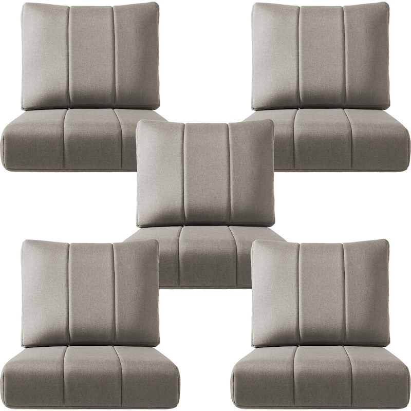Ivora 24" W x 24" D x 6" T Water & Fade Resistant Outdoor Lounge Chair Replacement Cushion Set - 5 Sets - Gray