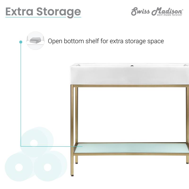 Pierre 40 Single, Freestanding, Open Shelf, Metal Frame Bathroom Vanity