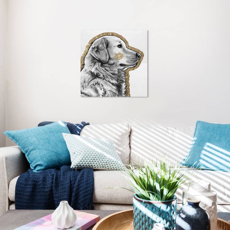 Wynwood Studio Canvas Fashion and Glam Kissing the Gold Gray and Light Gray Glam Wall Art Canvas Print - 20 x 20
