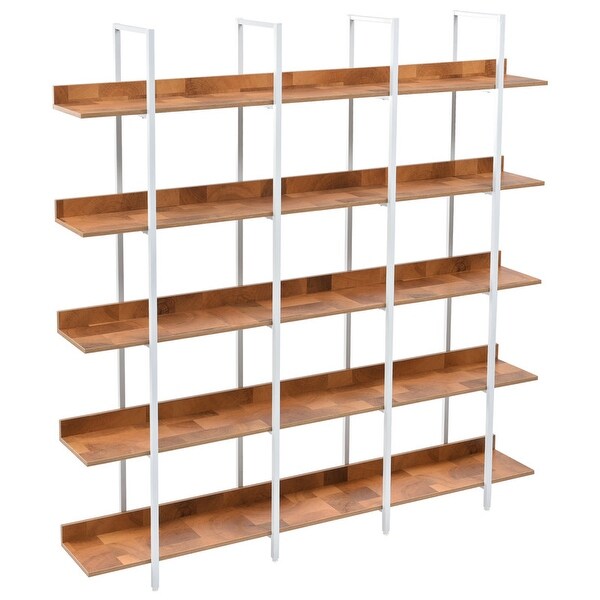 Industrial Style 5-Tier Cross Design Bookcase Home Office Open