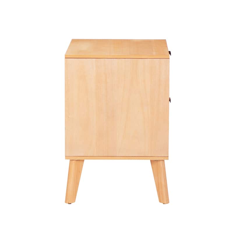 Carter Wooden 2-Drawer Mid Century Nightstand
