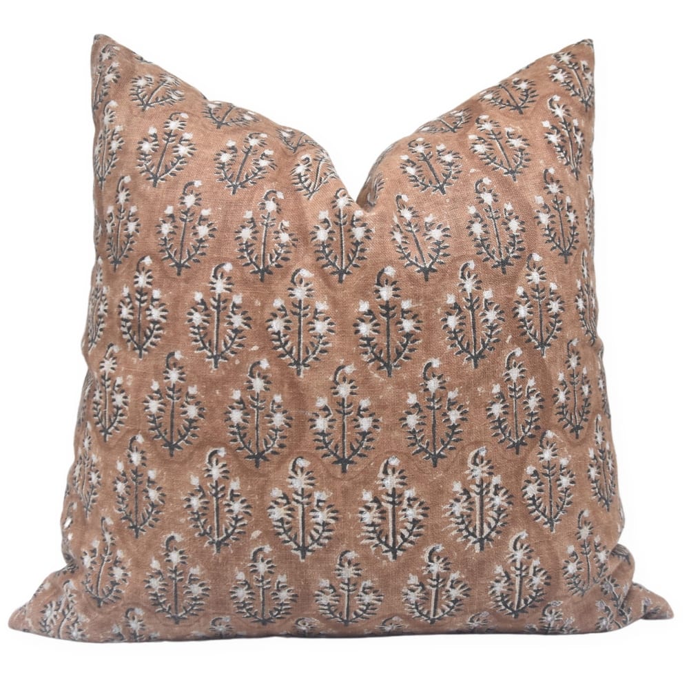 Linen Outdoor Sofa Block print pillow Cover - Neelgagan