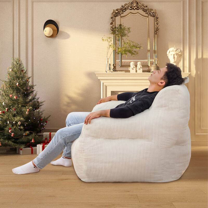 Oversized Bean Bag Chair w/Memory Foam & Armrests, Comfy for Bedroom, Living Room, or Office