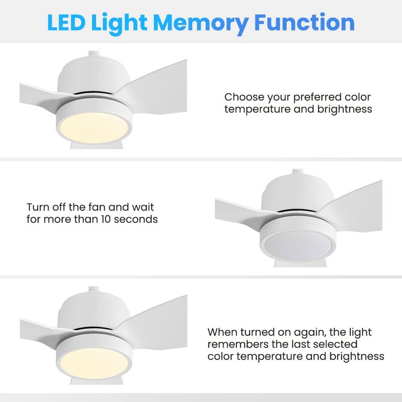 MLiAN 42 in 3 ABS Blades Indoor and Outdoor Ceiling Fan with Integrated LED and Remote Downrod