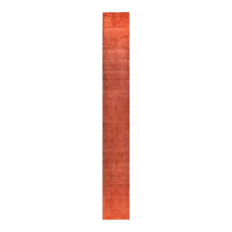Contemporary Overdyed Wool Hand Knotted Runner - 2' 7" x 20' 10"