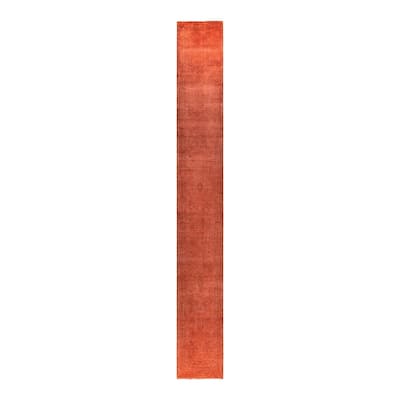 Contemporary Overdyed Wool Hand Knotted Runner - 2' 7" x 20' 10"