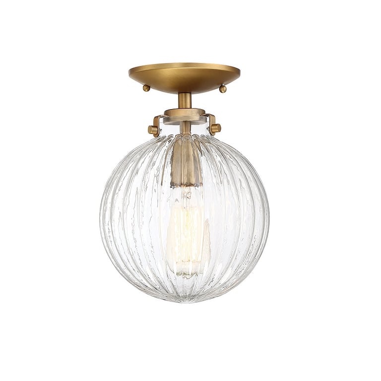 Bellevue Single Light 8" Wide Semi-Flush Globe Ceiling Fixture