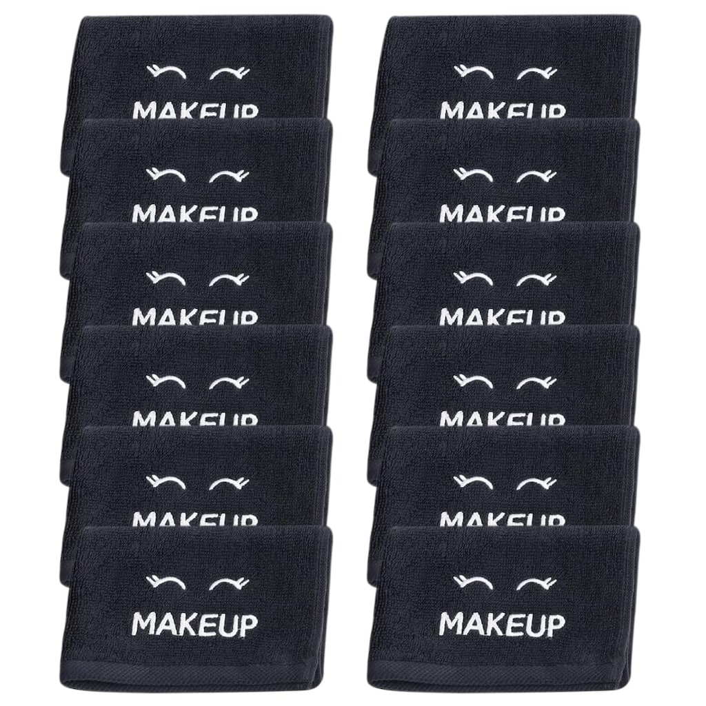 White Classic Black Makeup Towels 13x13, Soft Cotton Face Cloth Set