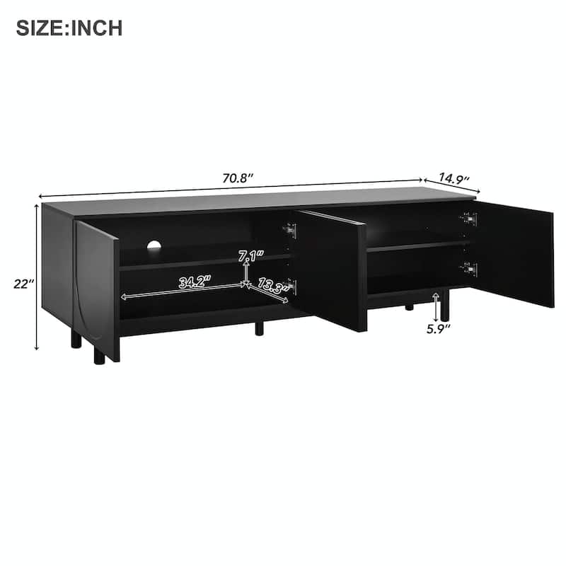 Minimalist TV Stand with Arch Cabinets for TVs Up to 78''