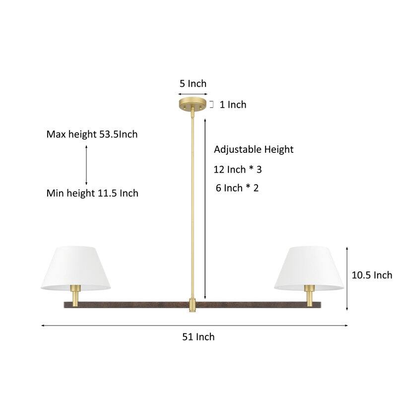 Acroma - 2 Light Gold Dimmable Lamp Shade Chandelier - N/A