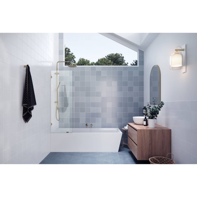 Glass Warehouse 58.25" x 20" Frameless Shower Bath Fixed Panel