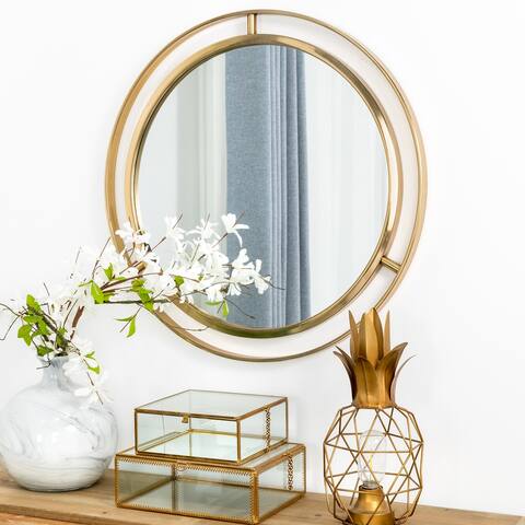 Glitzhome Oversized Iron-framed Round Wall Mirror
