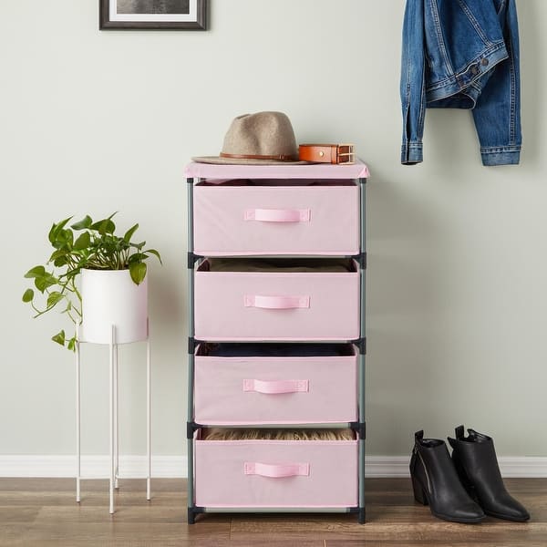 Pink 4 Drawer Dresser, Fabric Clothes Storage Stand for Bedroom, Nursery,  Closet Organizer - Bed Bath & Beyond - 36329958