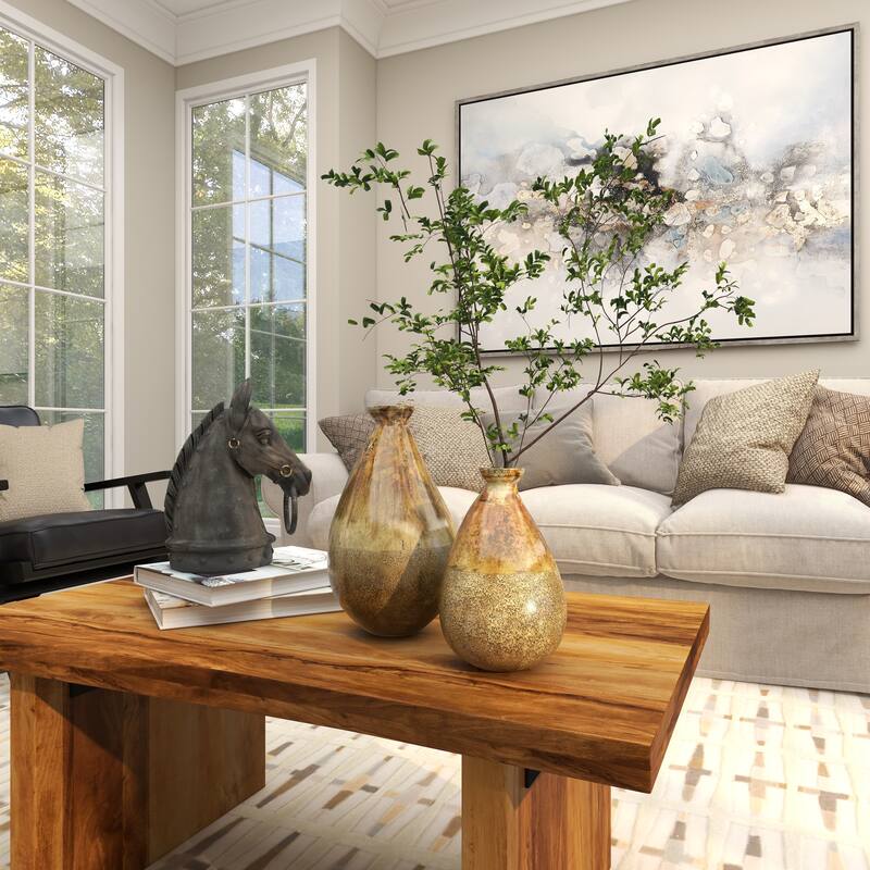 Stylish Glass Blown Vase (Set of 2) - Gold or Green