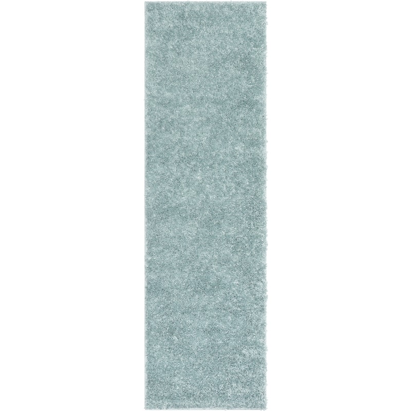 Well Woven Elle Basics Emerson Plain Shag Area Rug - 2' 7" x 9' 6" - Seafoam Green