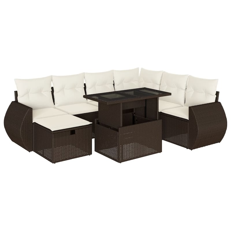 vidaXL Patio Sofa Set with Cushions Outdoor Furniture 8 Piece Poly Rattan