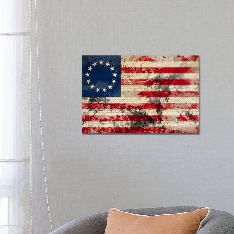 iCanvas "USA "Betsy Ross" Flag with Constitution Background I" by iCanvas Canvas Print - 18x26x1.5