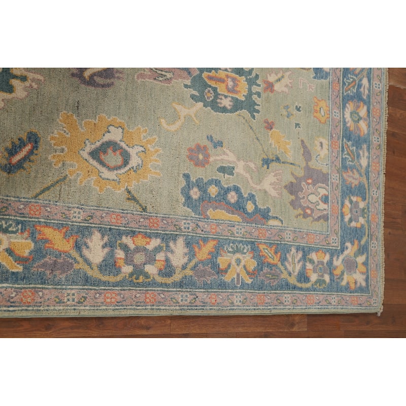 Sage Green Oushak Oriental Accent Rug Handmade Wool Carpet - 4'1" x 6'0"