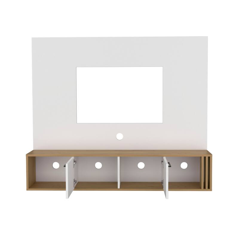Modern Finish Entertainment Center, 2 Doors, 4 Shelves with durable materials,Easy Assembly