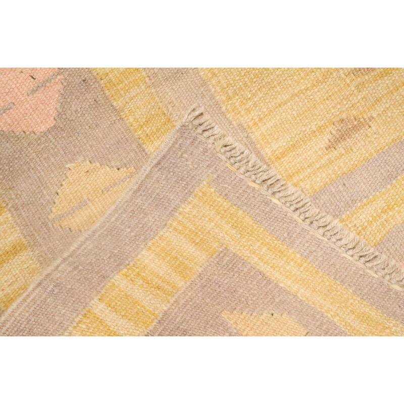 Hand Woven Oriental 100% Wool Carpet Southwestern Tribal Yellow & Gold Kilim Area Rug - 4' 10'' X 3' 4''