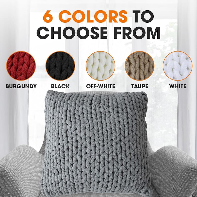 Cheer Collection Chunky Cable Knit 18"x18" Decorative Couch Throw Pillow