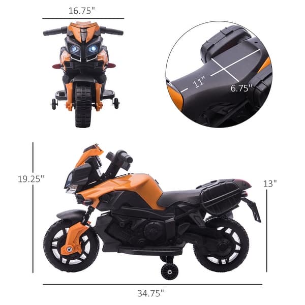 dimension image slide 0 of 2, 6V Electric Motorcycle for Kids - Orange