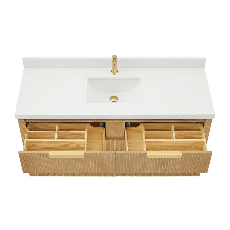 Santarem Single Vanity with Pure White Quartz Stone Top without Mirror