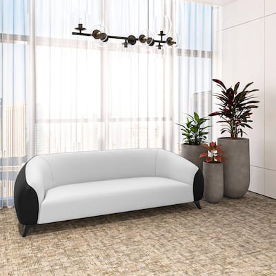 3 Seater Sofa Solid Wood Frame Upholstered in Vegan Leather with Metal Legs Opula Series by LeisureMod
