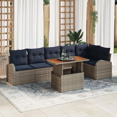 vidaXL 7 Piece Garden Sofa Set with Cushions - 113.8×48.8×27.2