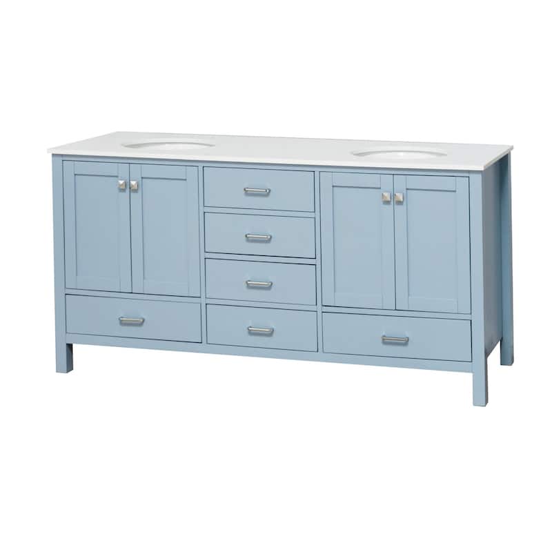 KitchenBathCollection Horizon 72" Double Bathroom Vanity with Engineered White Top