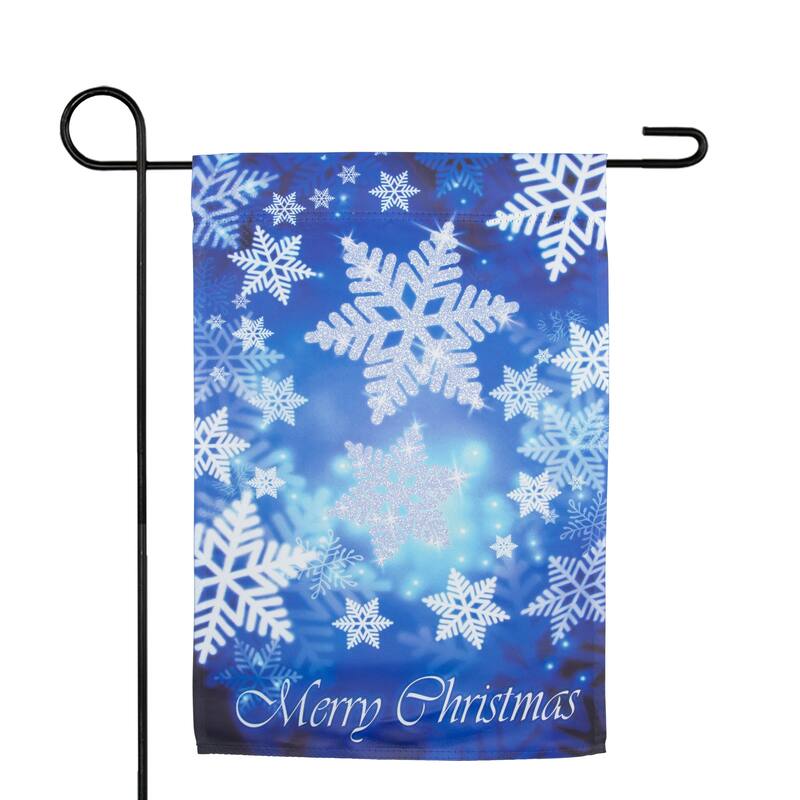 Blue and White Snowflakes Merry Christmas Outdoor Garden Flag 12.5" x 18" - 12.5" x 18"